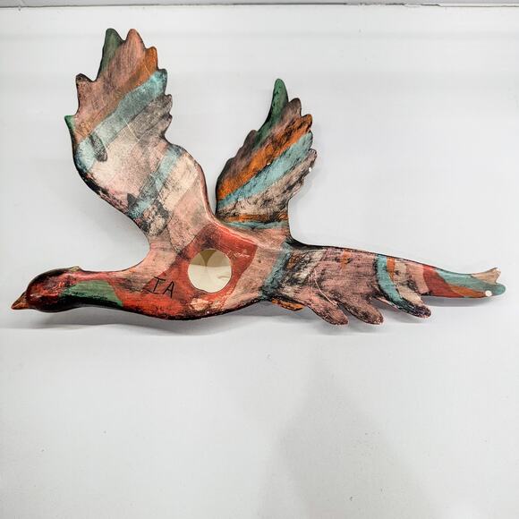 Vintage Hand Painted Flying Pheasant Chalkware Wall Art w/ Drip Glaze Finish - Picture 7 of 8